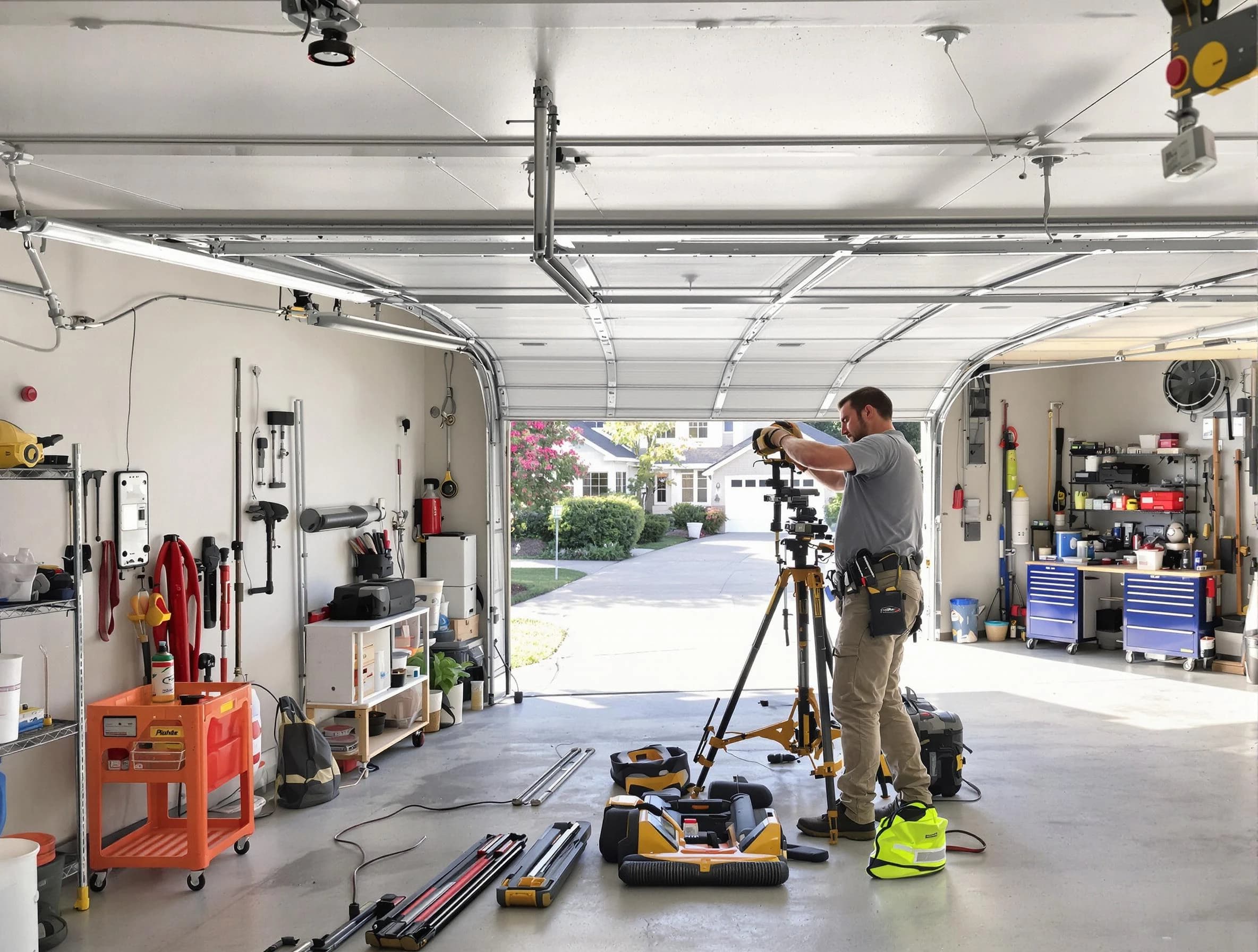 Irondale Garage Door Repair specialist performing laser-guided track alignment in Irondale