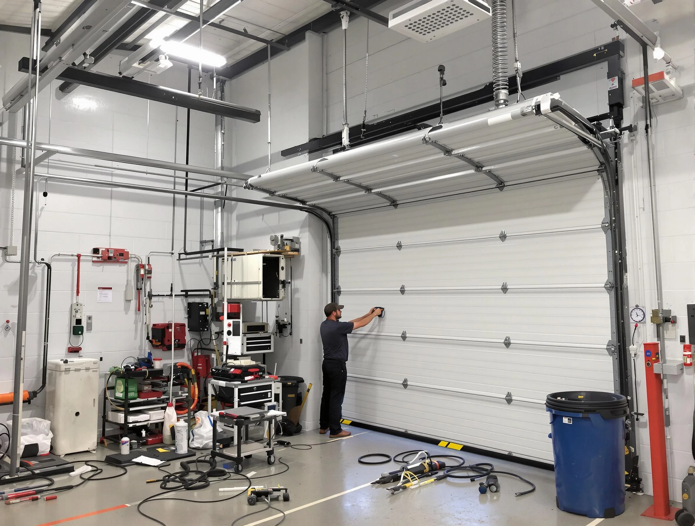 Irondale Garage Door Repair certified technician performing commercial door repair at a Irondale business facility