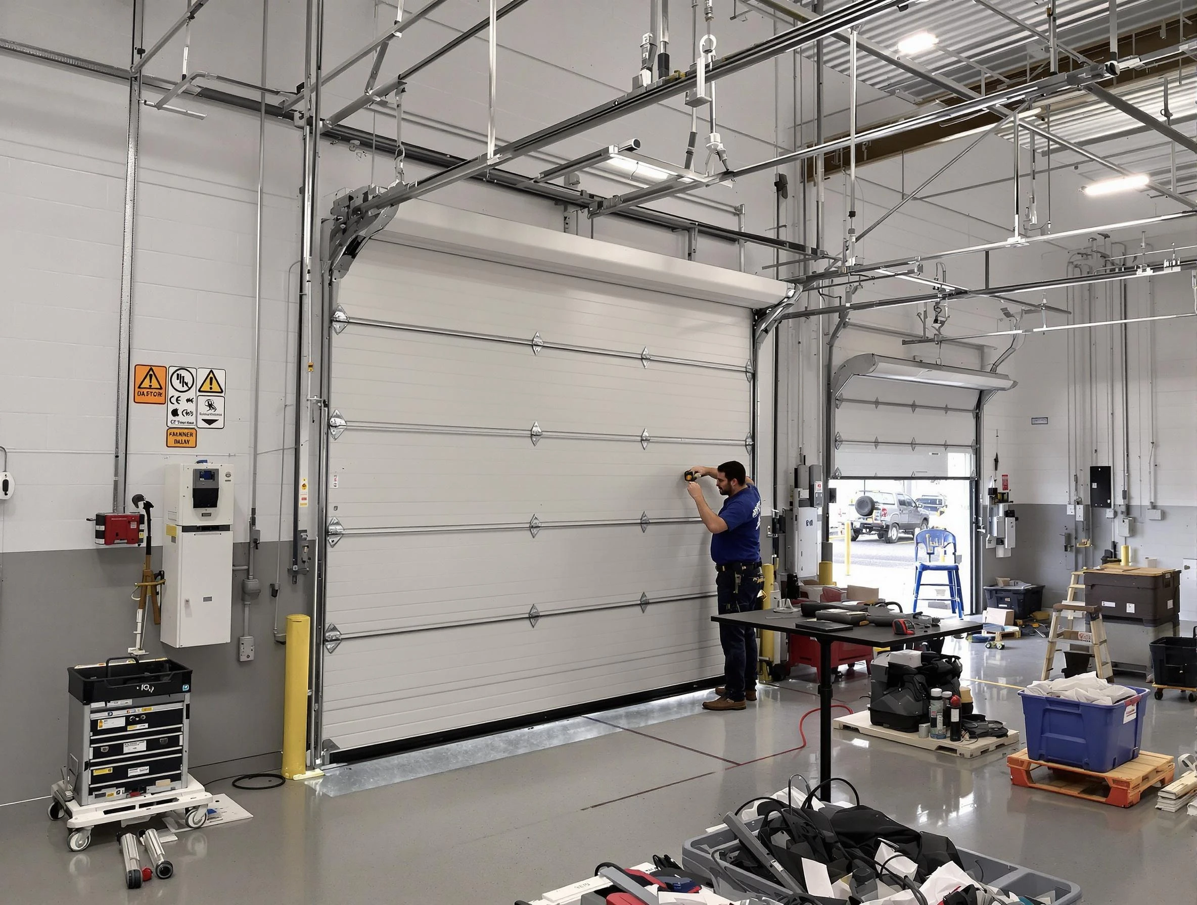 Commercial garage door repair being performed by Irondale Garage Door Repair expert in Irondale