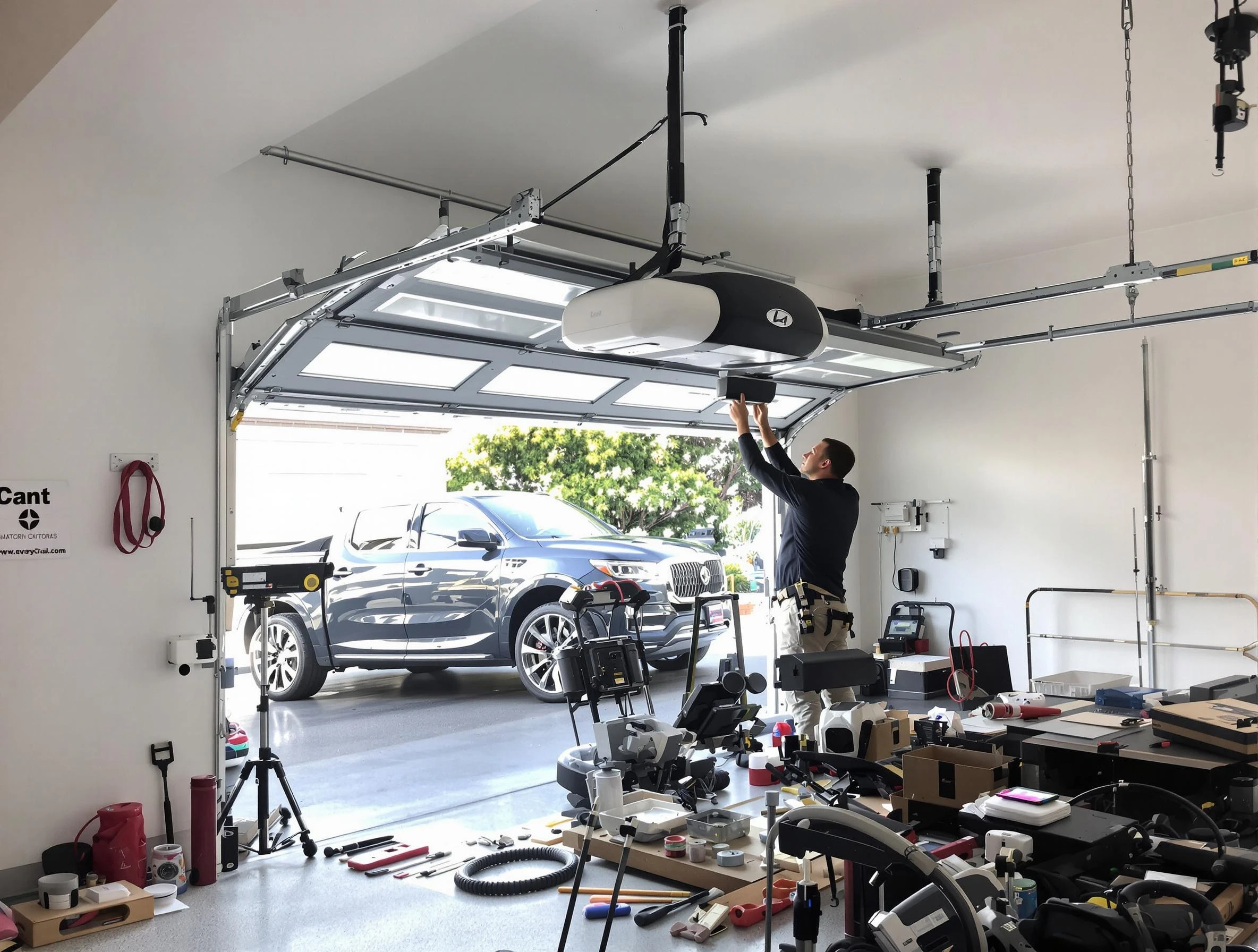 Irondale Garage Door Repair specialist installing smart garage door opener system in Irondale home