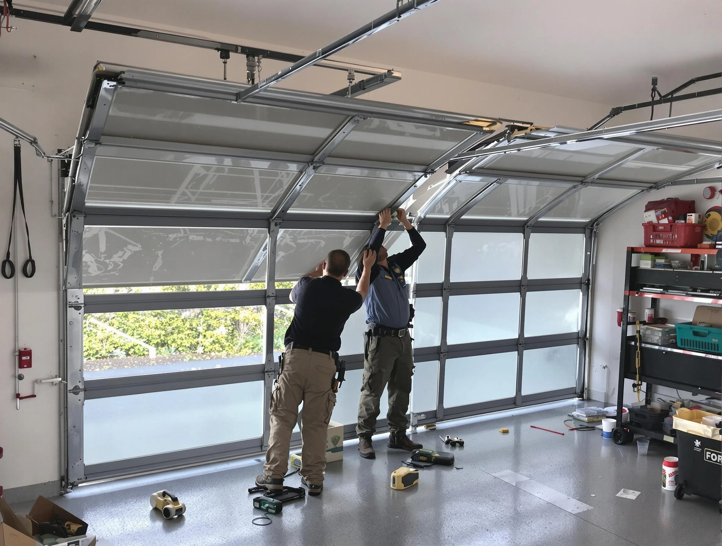 Irondale Garage Door Repair expert performing precise panel replacement on Irondale garage door